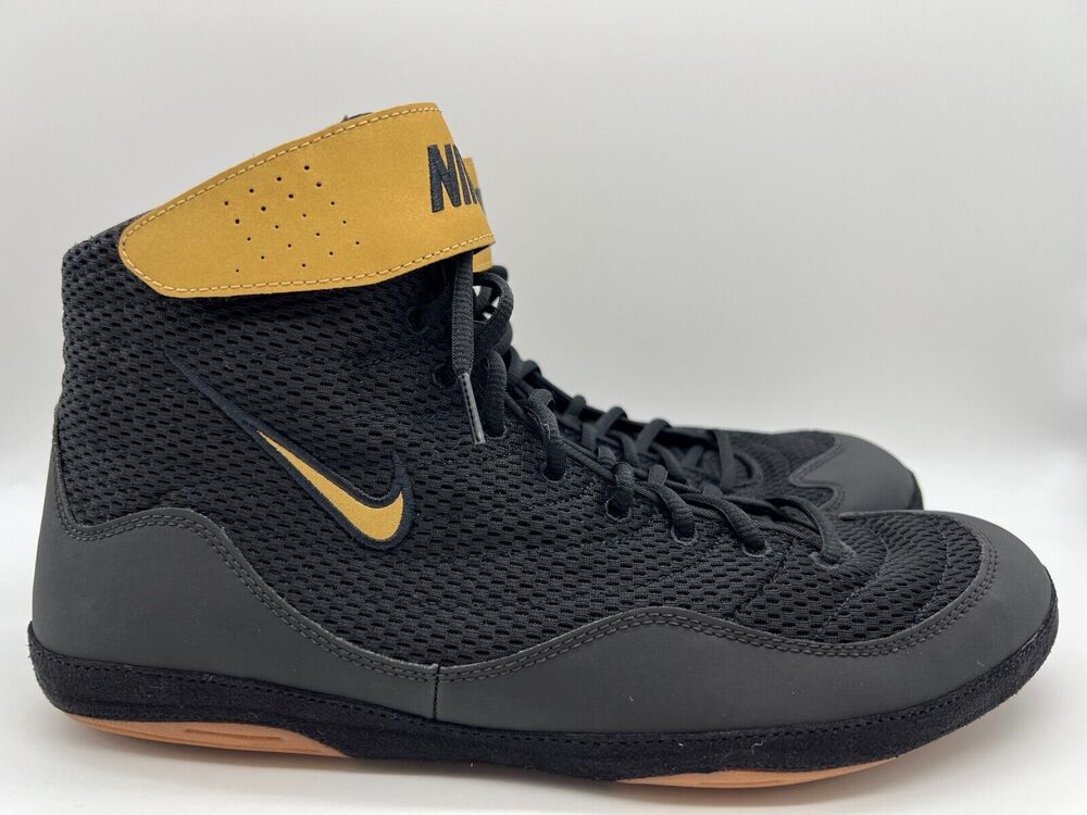 Nike Inflict 3 Wrestling Boxing Shoes Black Gold 325256-004 Men's Size 14